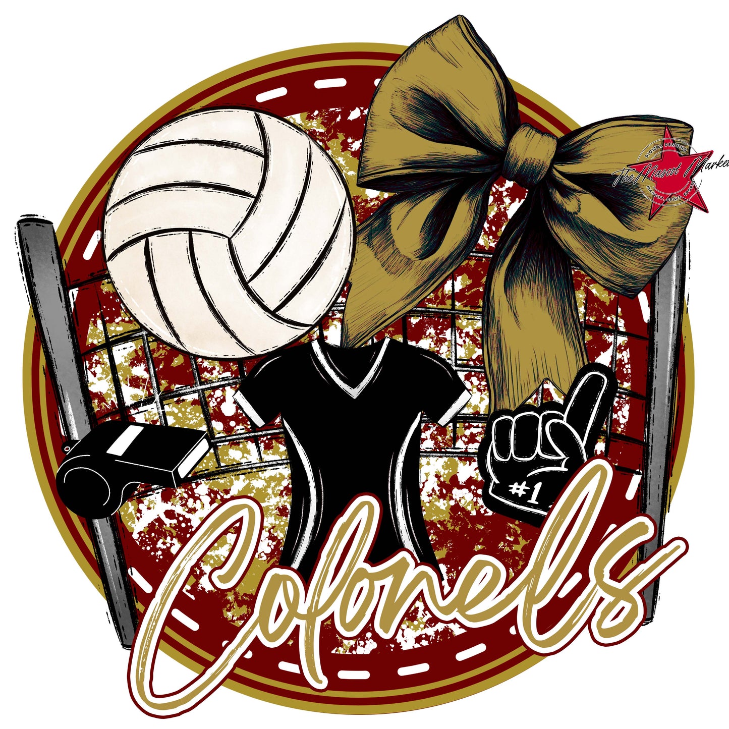 Colonels Circle Volleyball Frame-Maroon & Gold