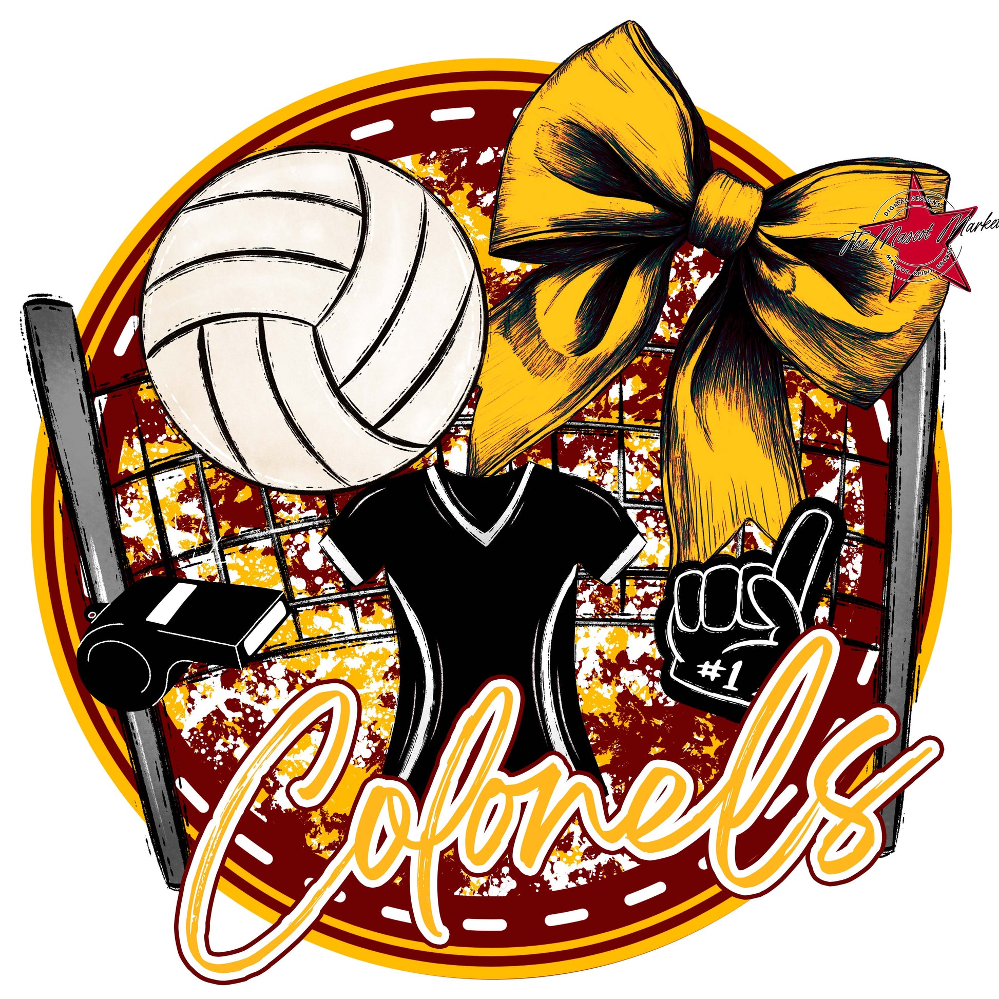 Colonels Circle Volleyball Frame-Maroon & Yellow