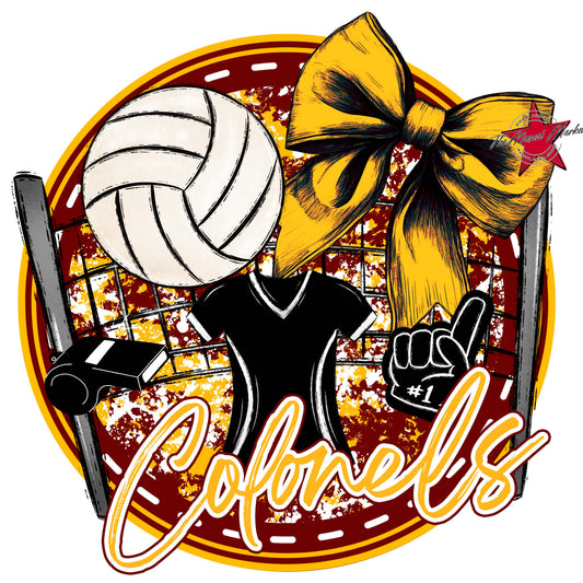 Colonels Circle Volleyball Frame-Maroon & Yellow