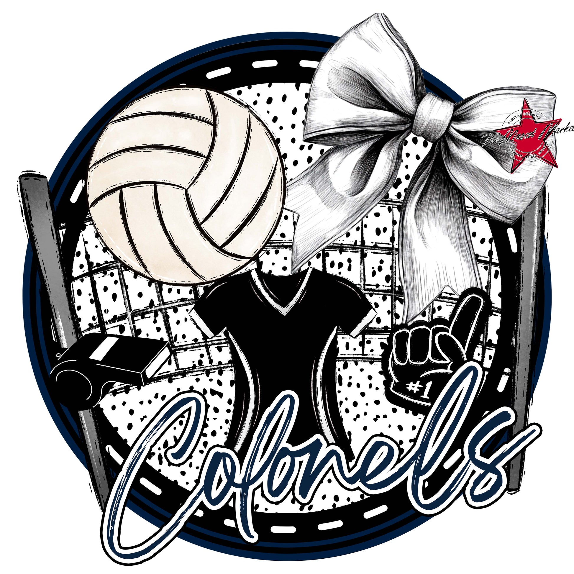 Colonels Circle Volleyball Frame-Navy