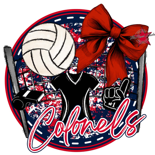 Colonels Circle Volleyball Frame-Navy & Red