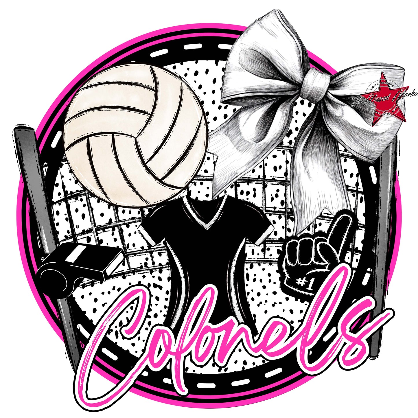 Colonels Circle Volleyball Frame-Pink
