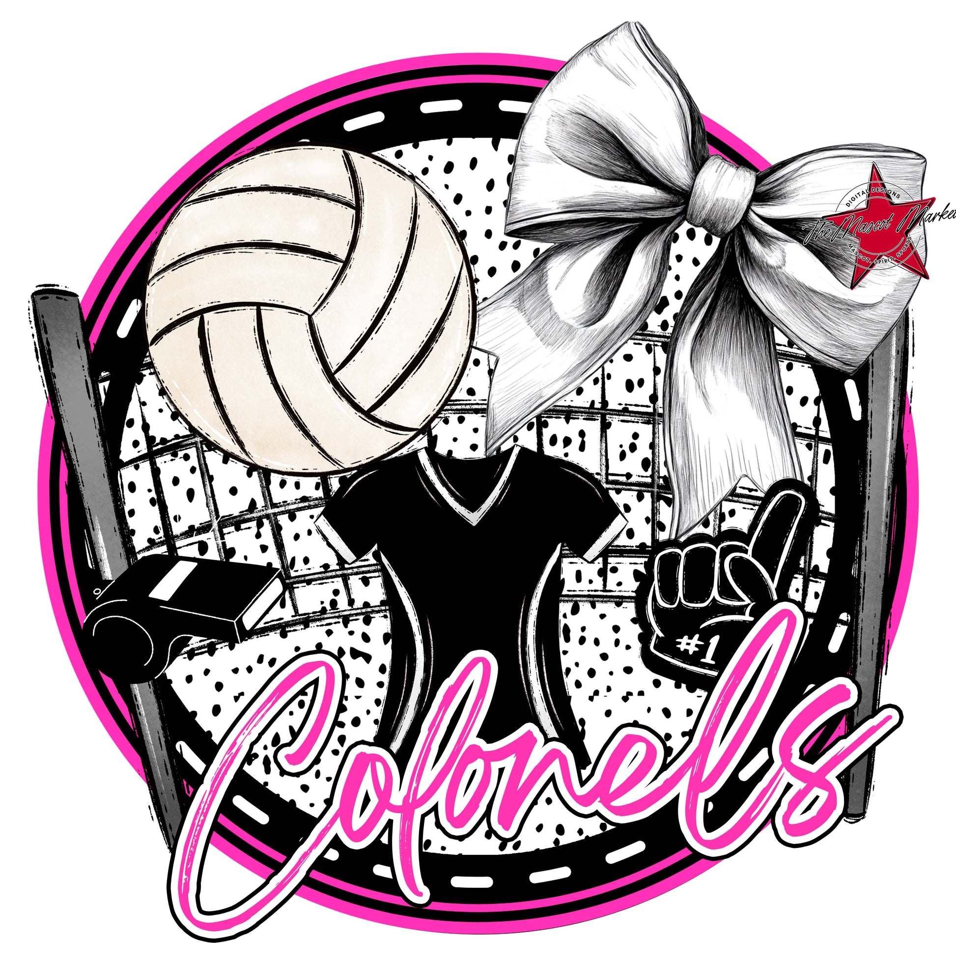 Colonels Circle Volleyball Frame-Pink