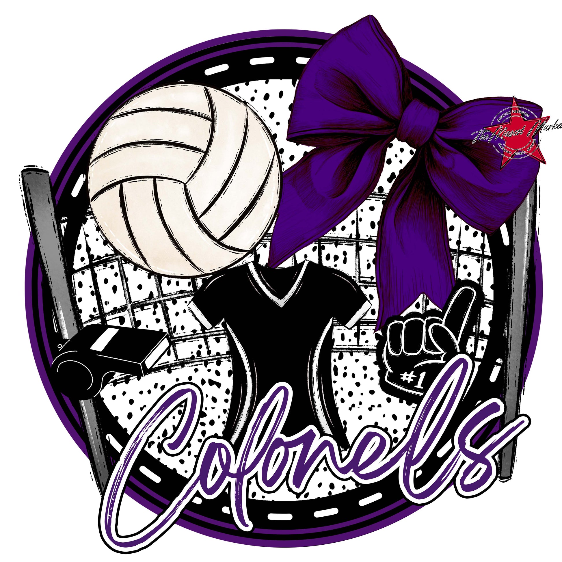 Colonels Circle Volleyball Frame-Purple