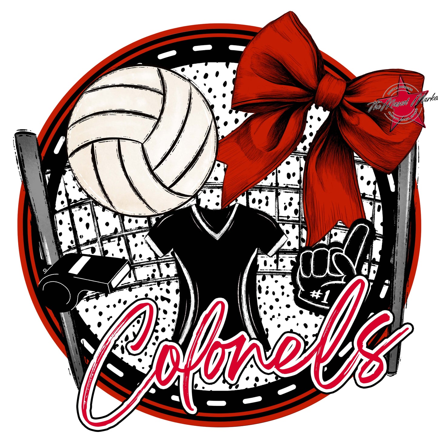 Colonels Circle Volleyball Frame-Red