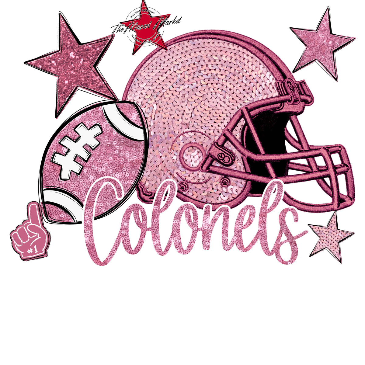 Colonels Football Embroidered Sequins Design-Pink Out