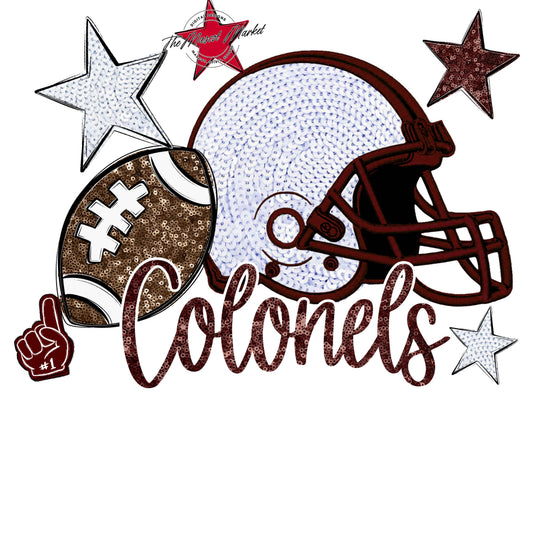 Colonels Football Embroidered Sequins Design-Maroon