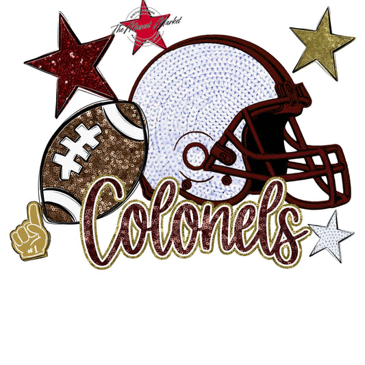 Colonels Football Embroidered Sequins Design-Maroon & Gold