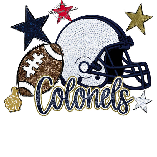 Colonels Football Embroidered Sequins Design-Navy & Gold