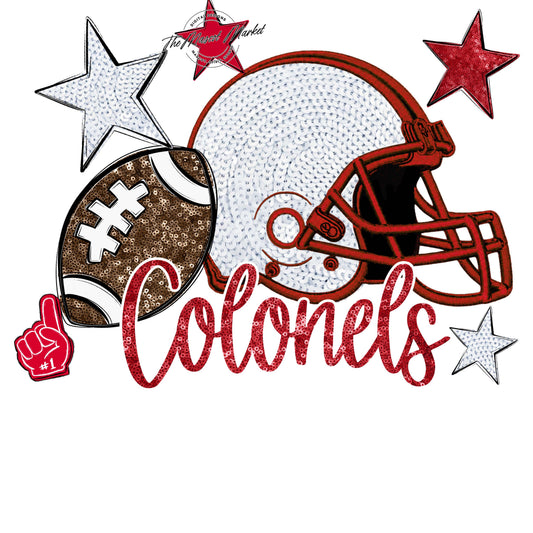 Colonels Football Embroidered Sequins Design-Red