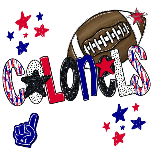 Colonels Football Scrape-Blue & Red