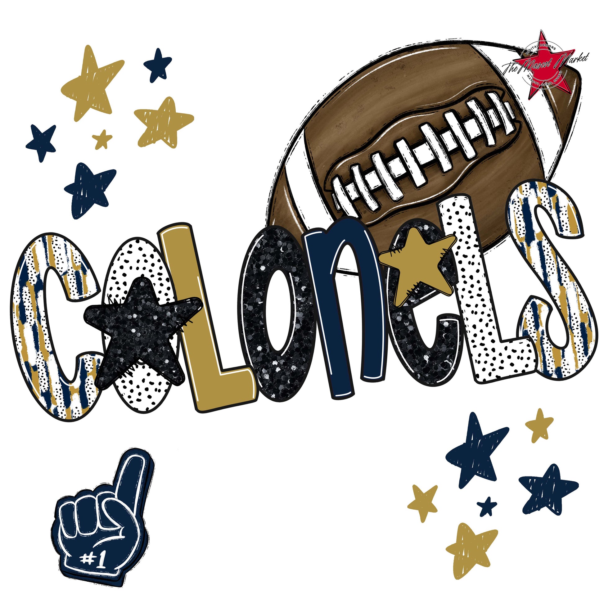 Colonels Football Scrape-Navy & Gold