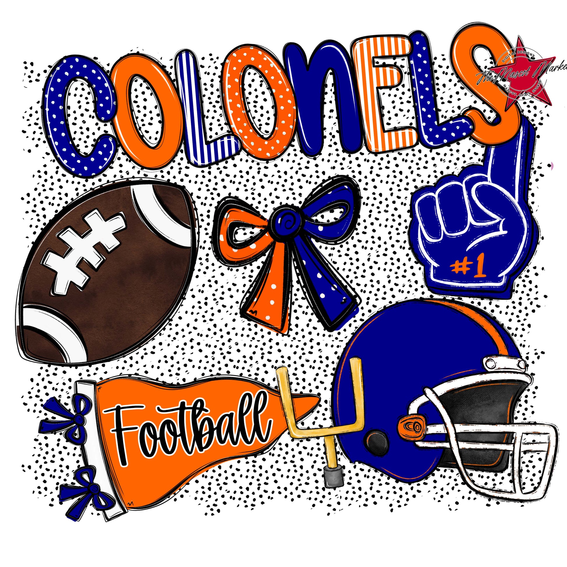 Colonels Football Spirit-Blue & Orange