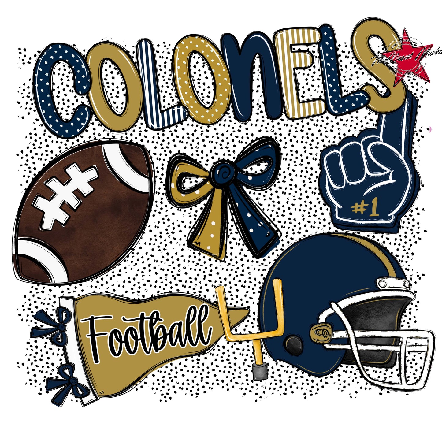 Colonels Football Spirit-Navy & Gold