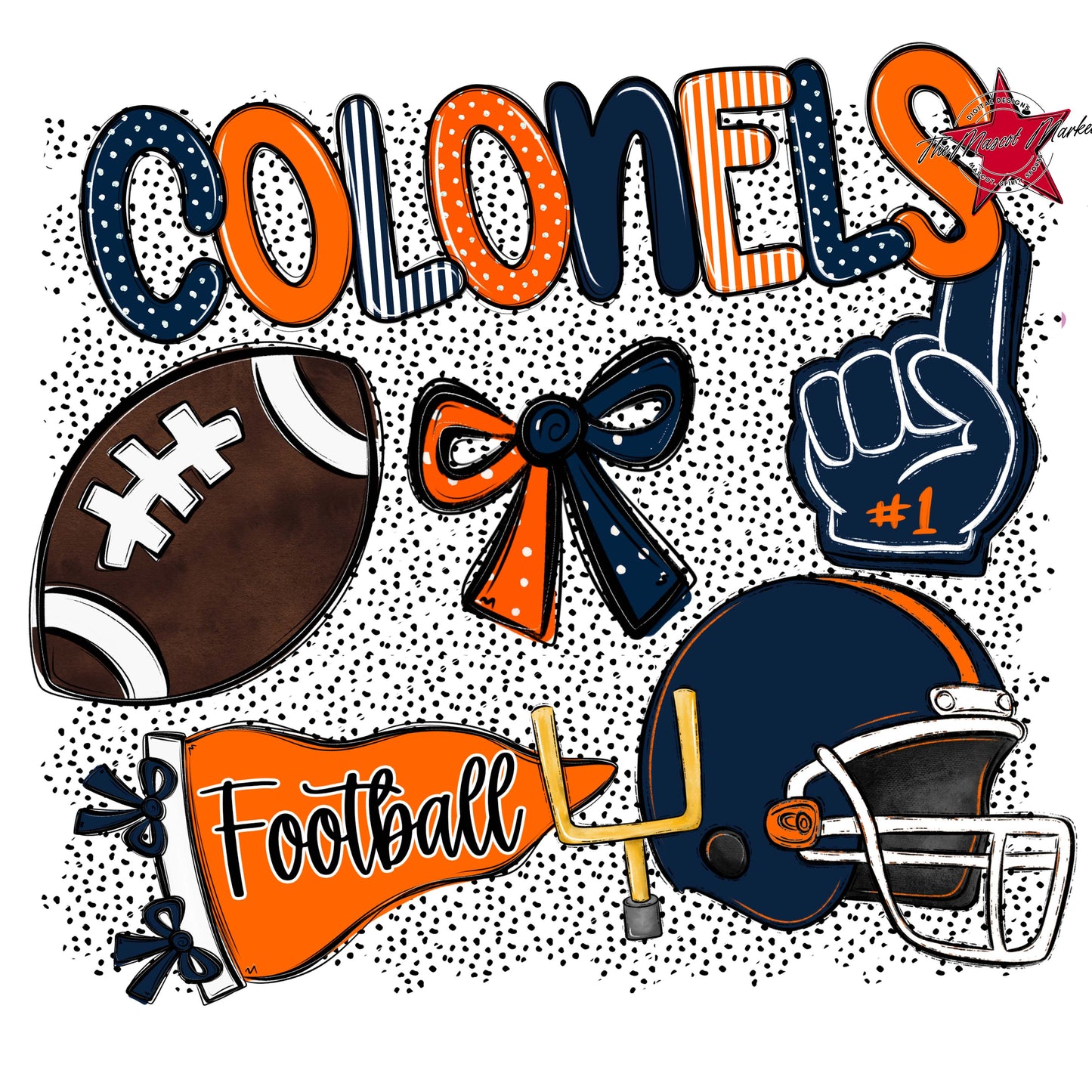Colonels Football Spirit-Navy & Orange