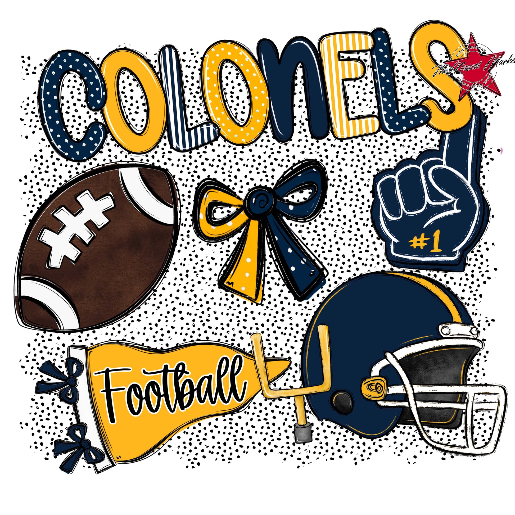 Colonels Football Spirit-Navy & Yellow