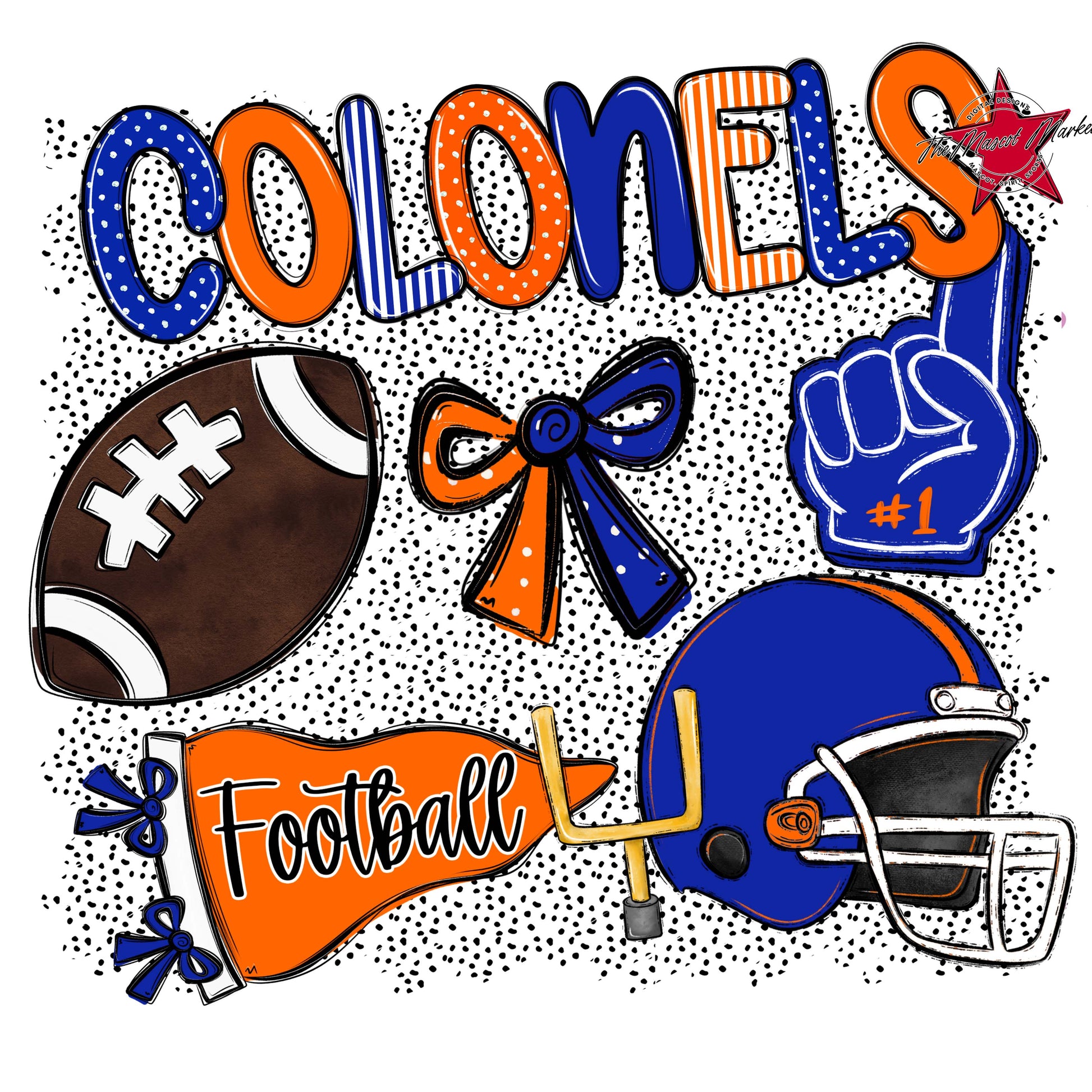 Colonels Football Spirit-Royal Blue & Orange