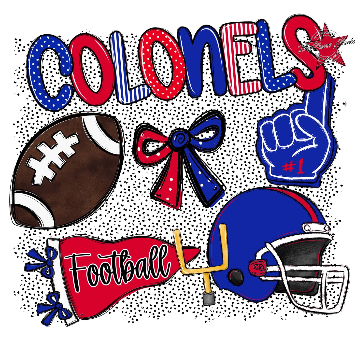 Colonels Football Spirit-Royal Blue & Red