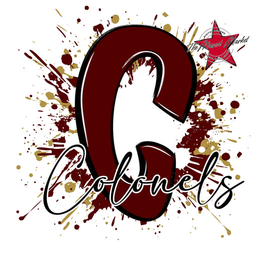 Colonels Mascot Splatter-Maroon & Gold
