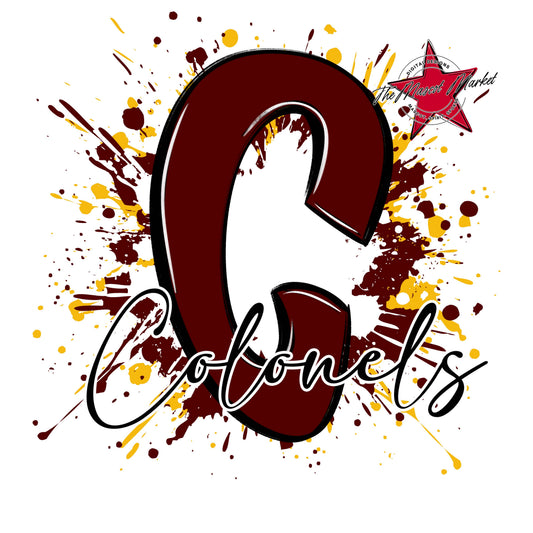 Colonels Mascot Splatter-Maroon & Yellow