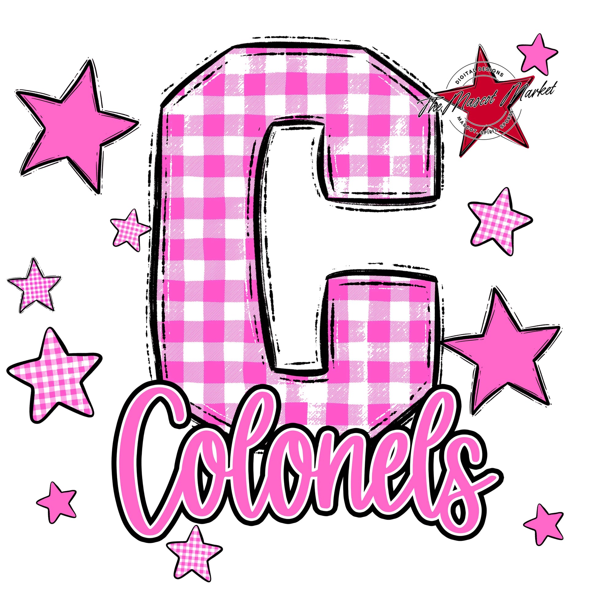 Colonels Plaid Star Design-Baby Pink