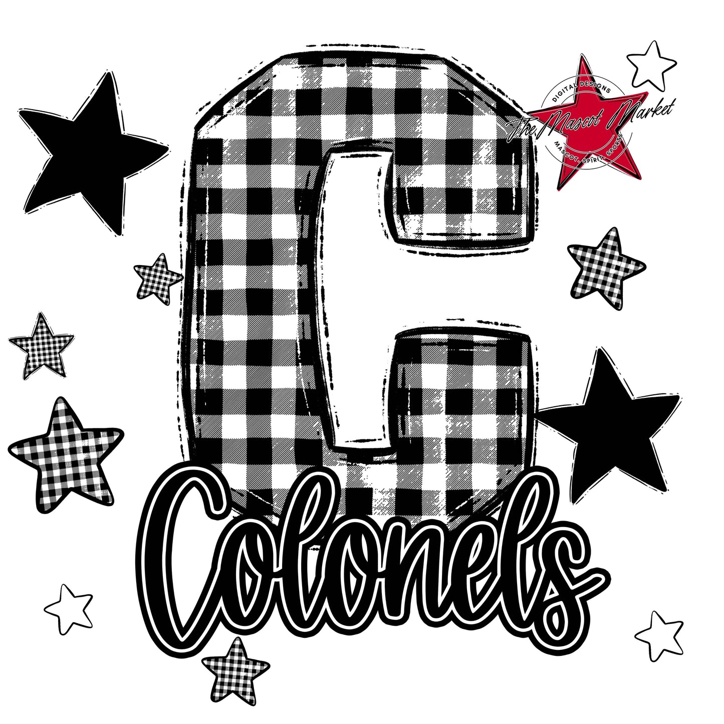 Colonels Plaid Star Design-Black