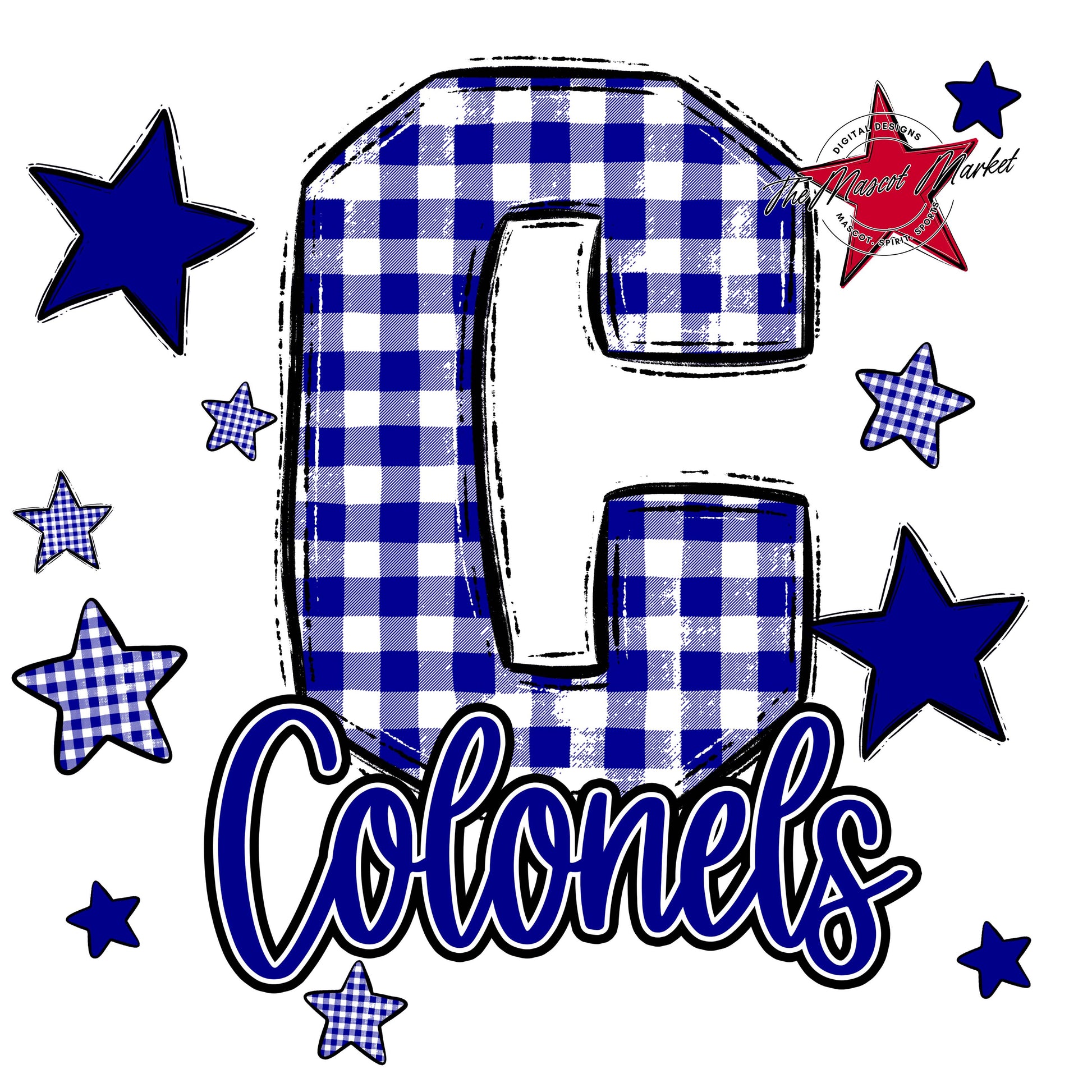 Colonels Plaid Star Design-Blue