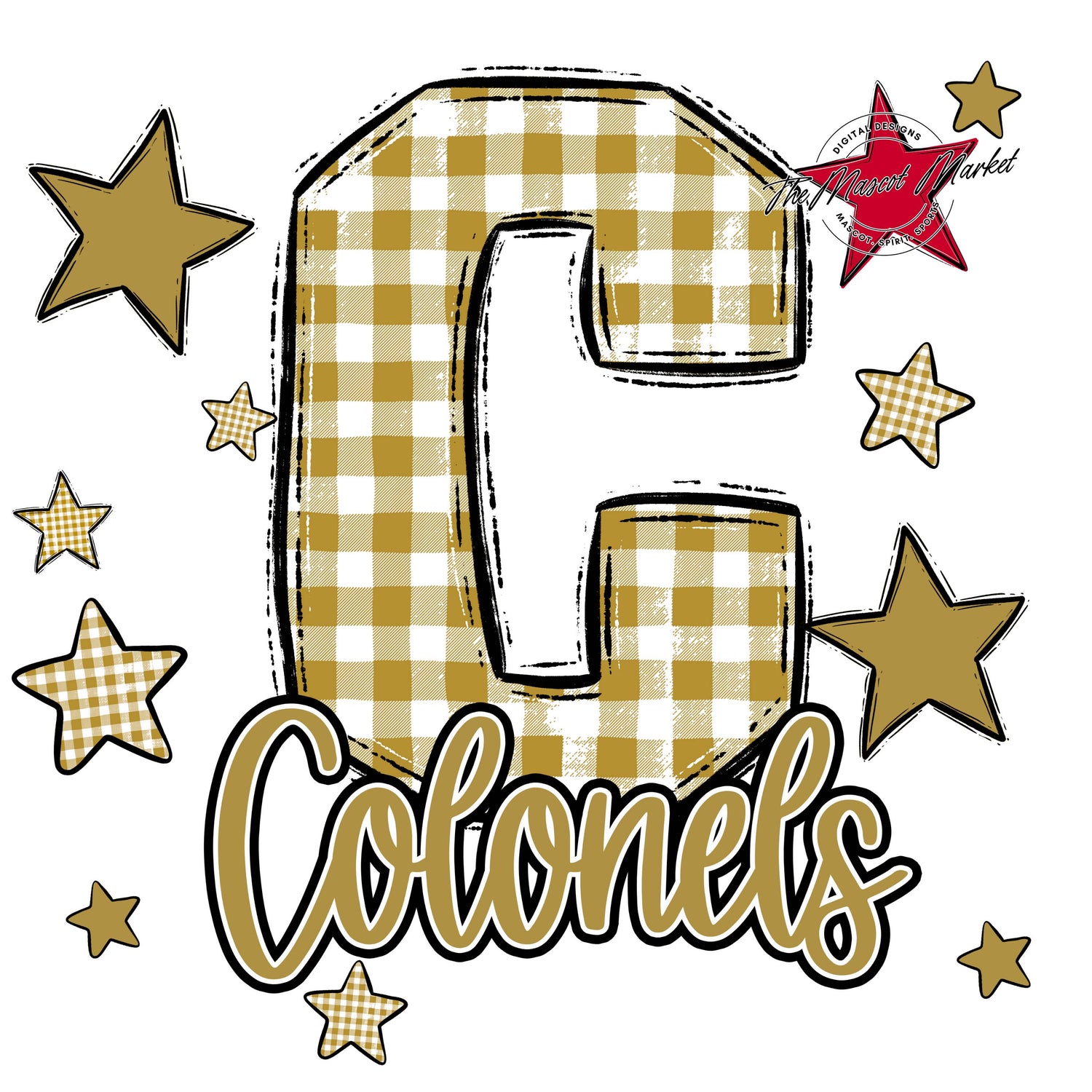 Colonels Plaid Star Design-Gold