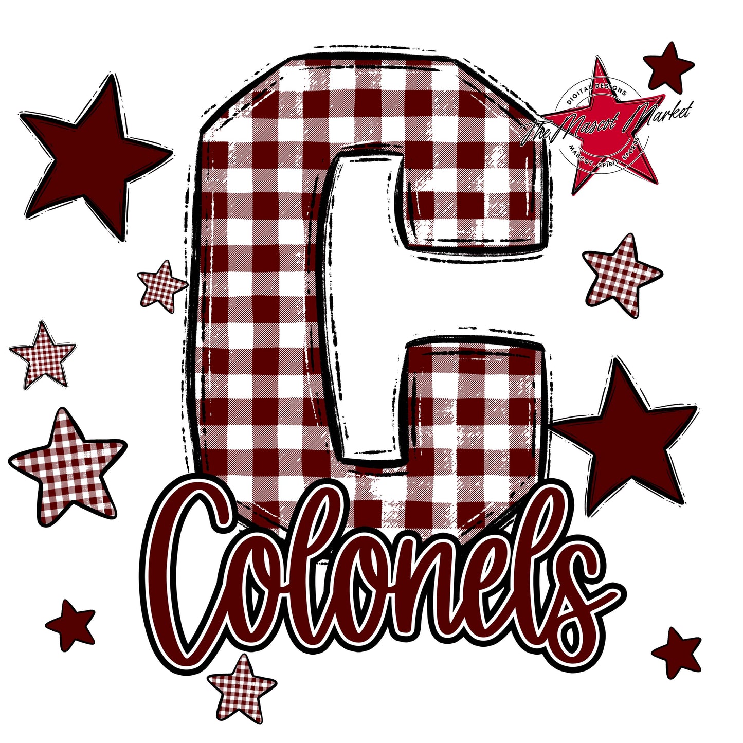 Colonels Plaid Star Design-Maroon