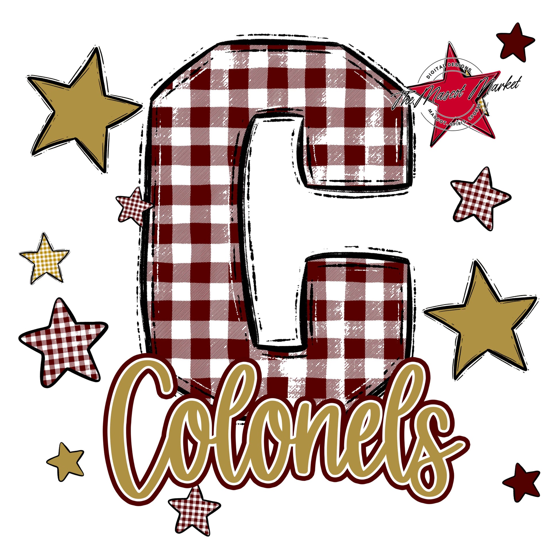 Colonels Plaid Star Design-Maroon & Gold