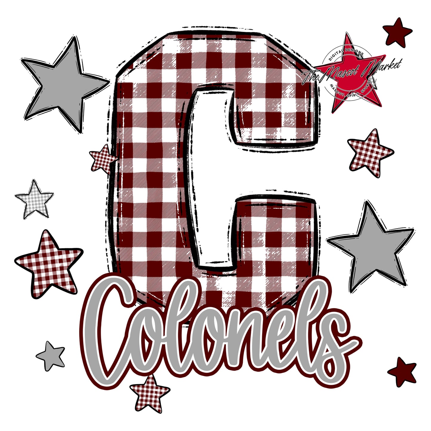 Colonels Plaid Star Design-Maroon & Grey