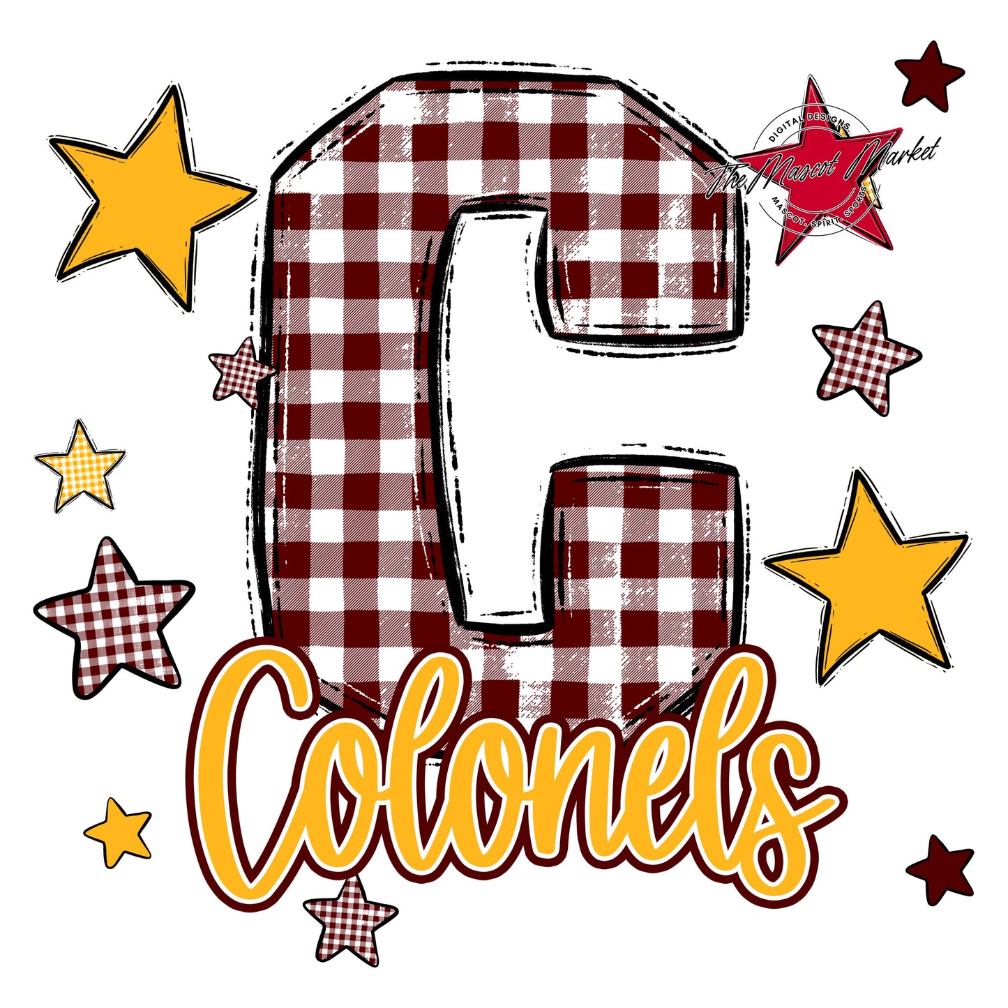 Colonels Plaid Star Design-Maroon & Yellow