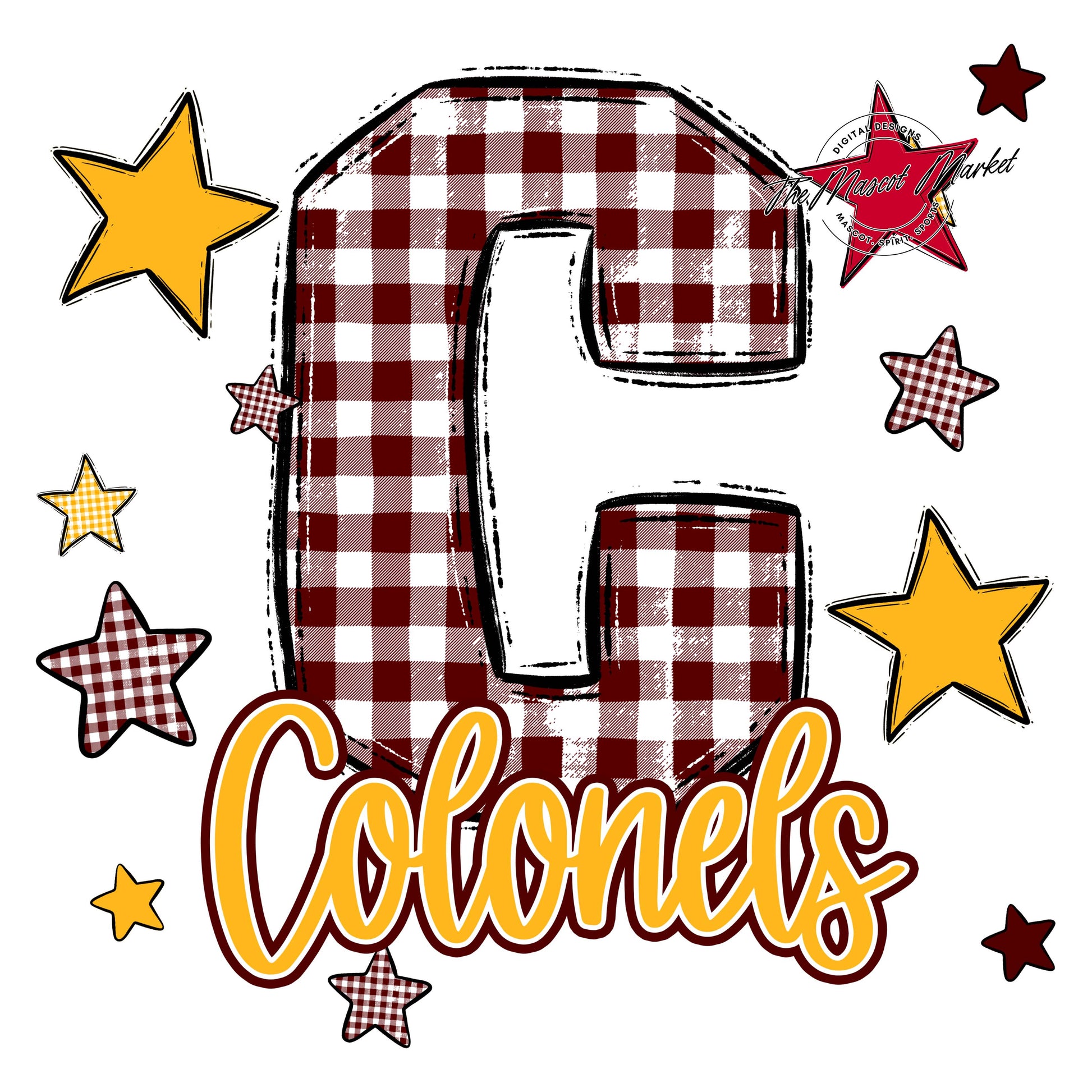 Colonels Plaid Star Design-Maroon & Yellow