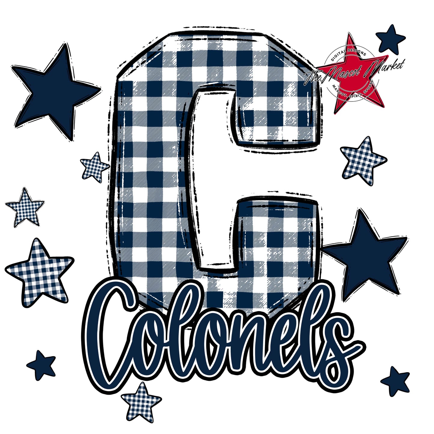 Colonels Plaid Star Design-Navy