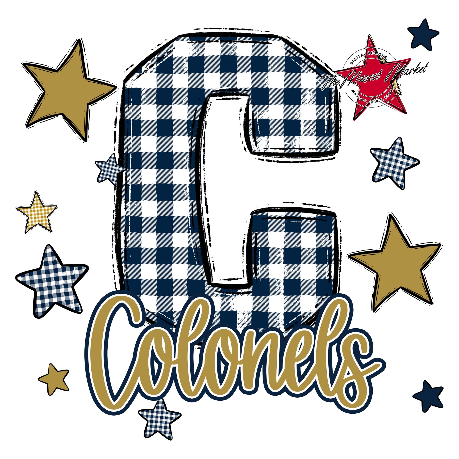 Colonels Plaid Star Design-Navy & Gold