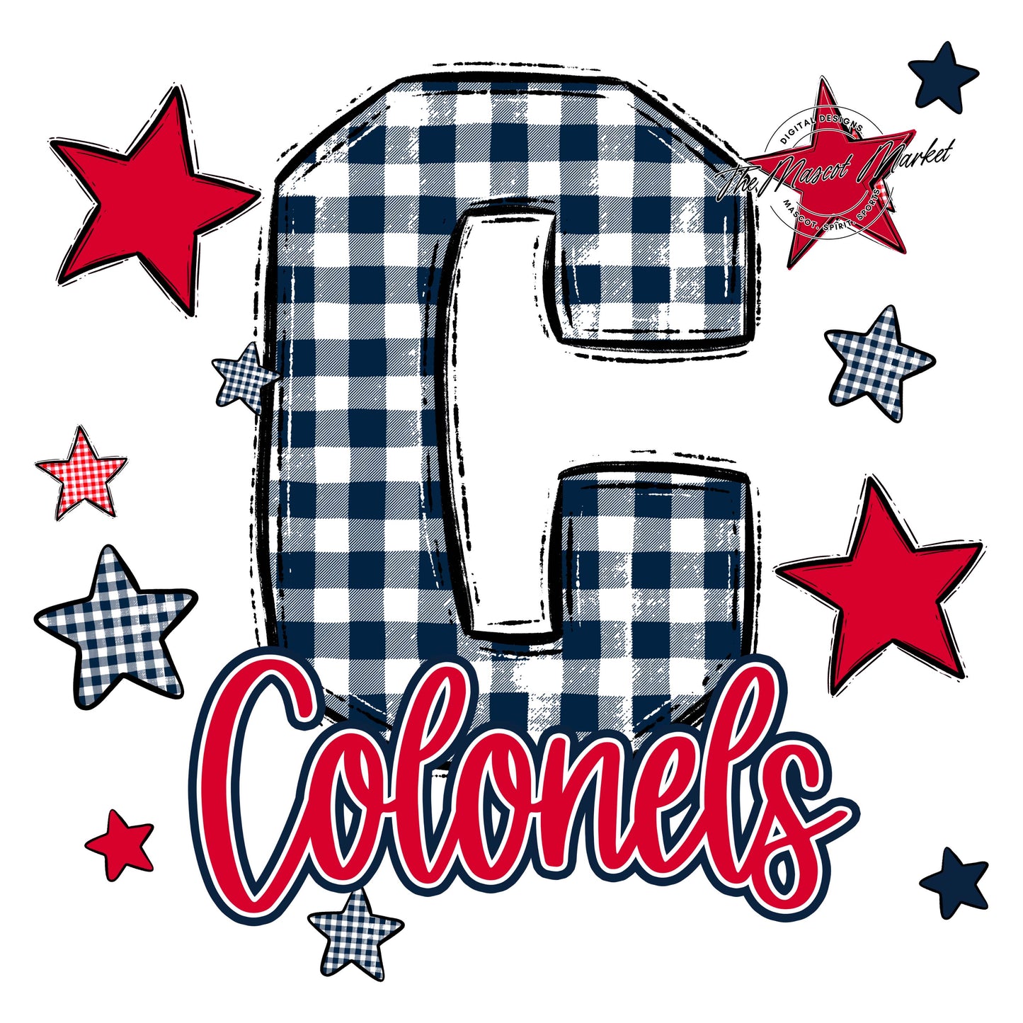 Colonels Plaid Star Design-Navy & Red