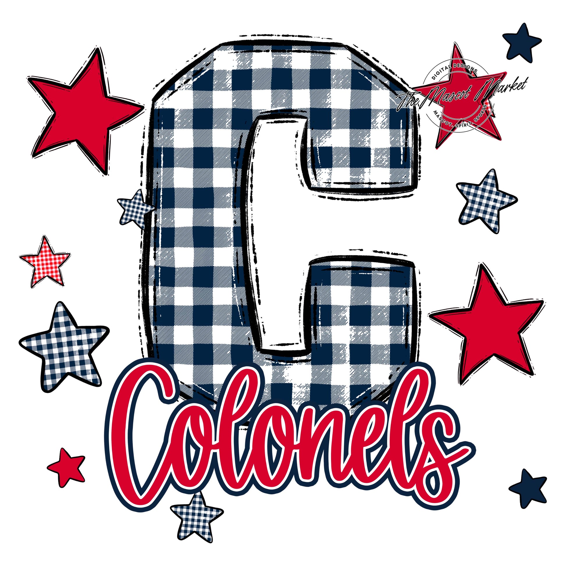 Colonels Plaid Star Design-Navy & Red