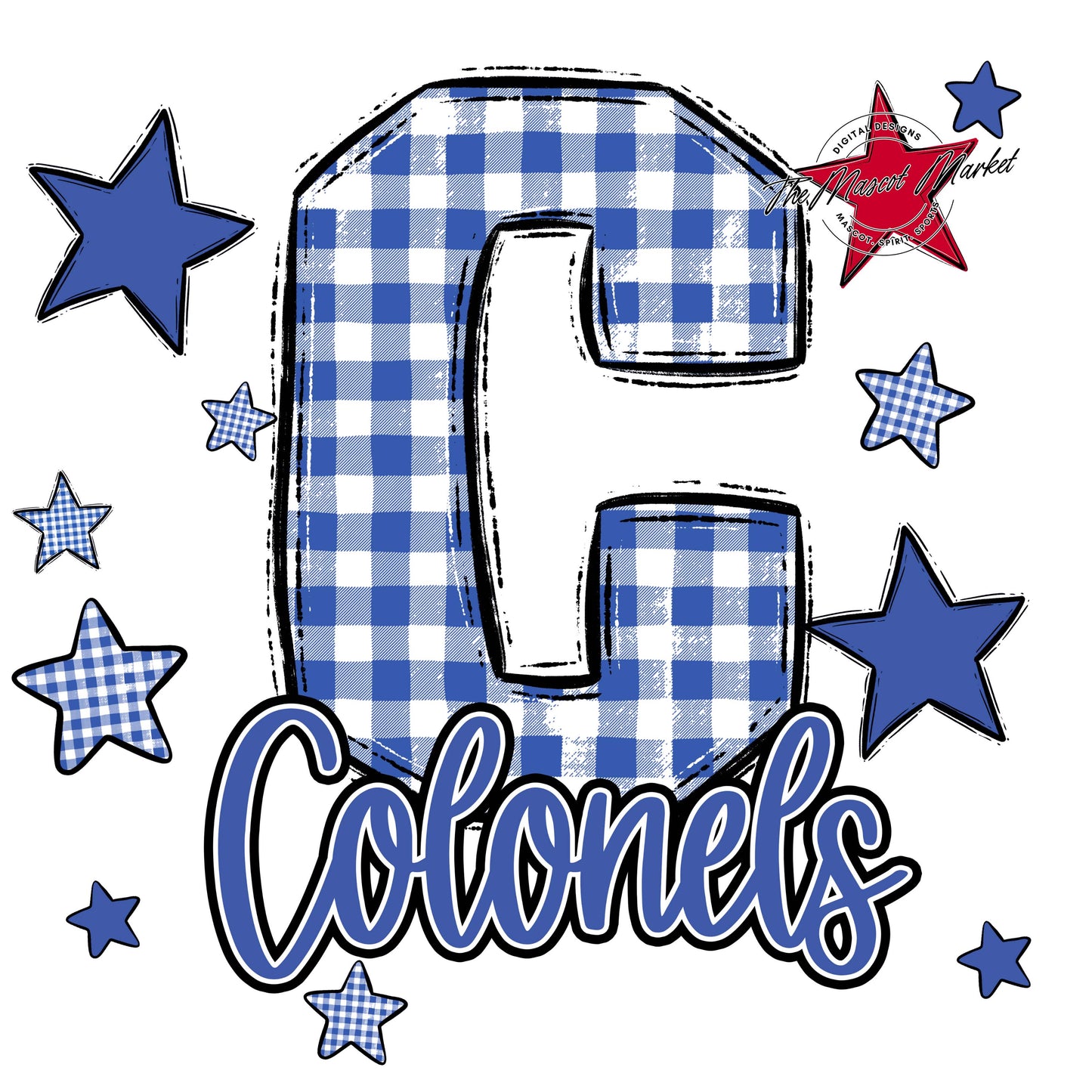Colonels Plaid Star Design-Off Blue