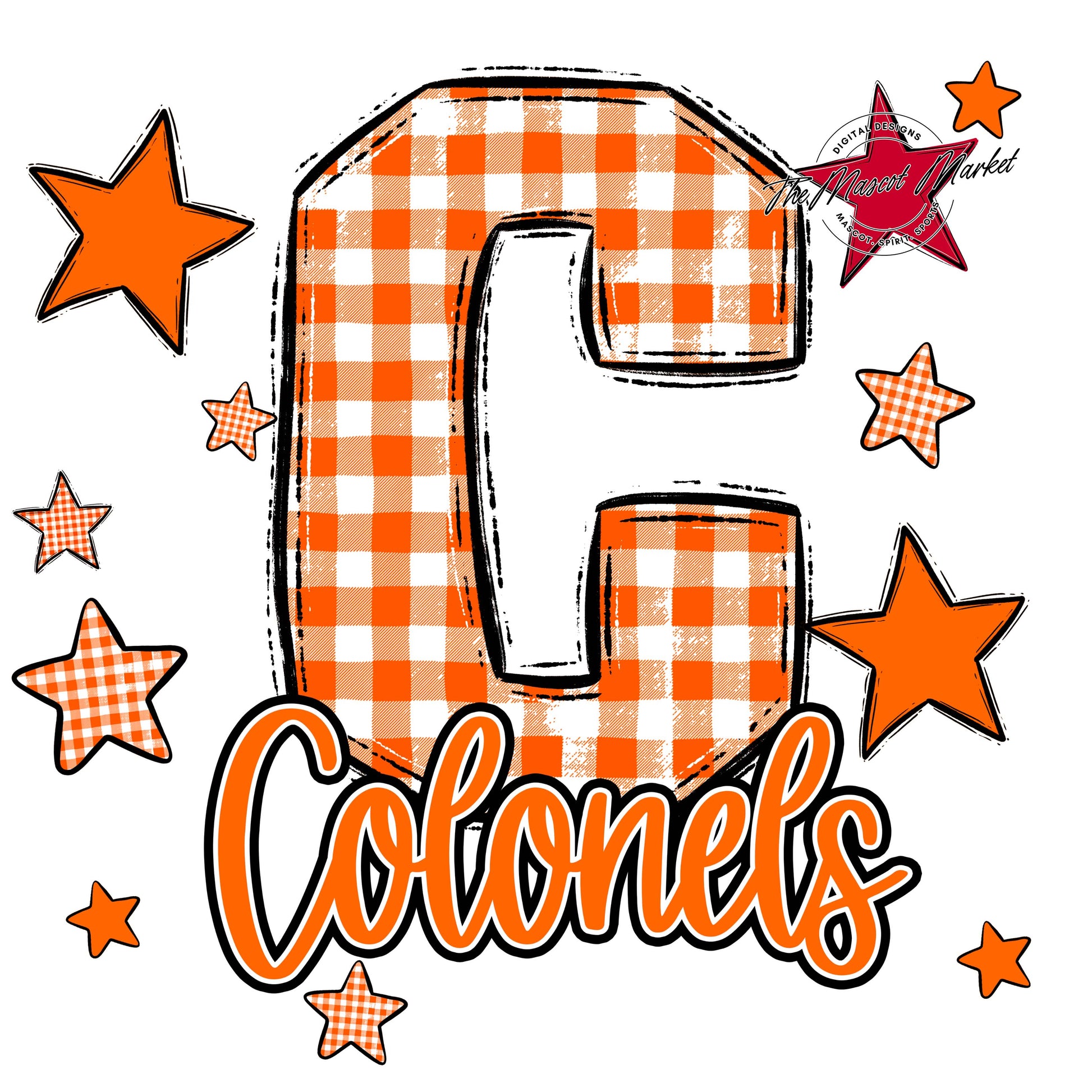 Colonels Plaid Star Design-Orange