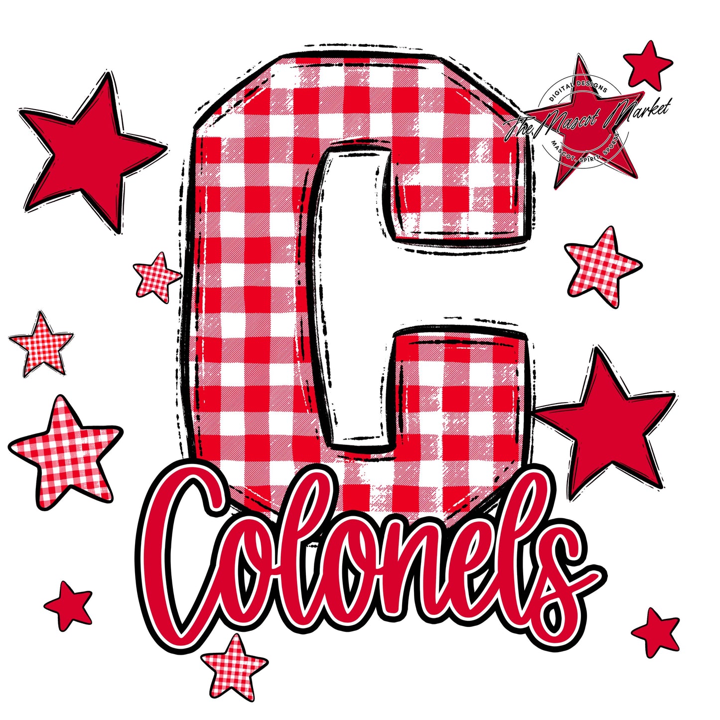 Colonels Plaid Star Design-Red