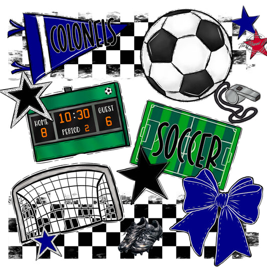Colonels Soccer Checkers Design-Blue