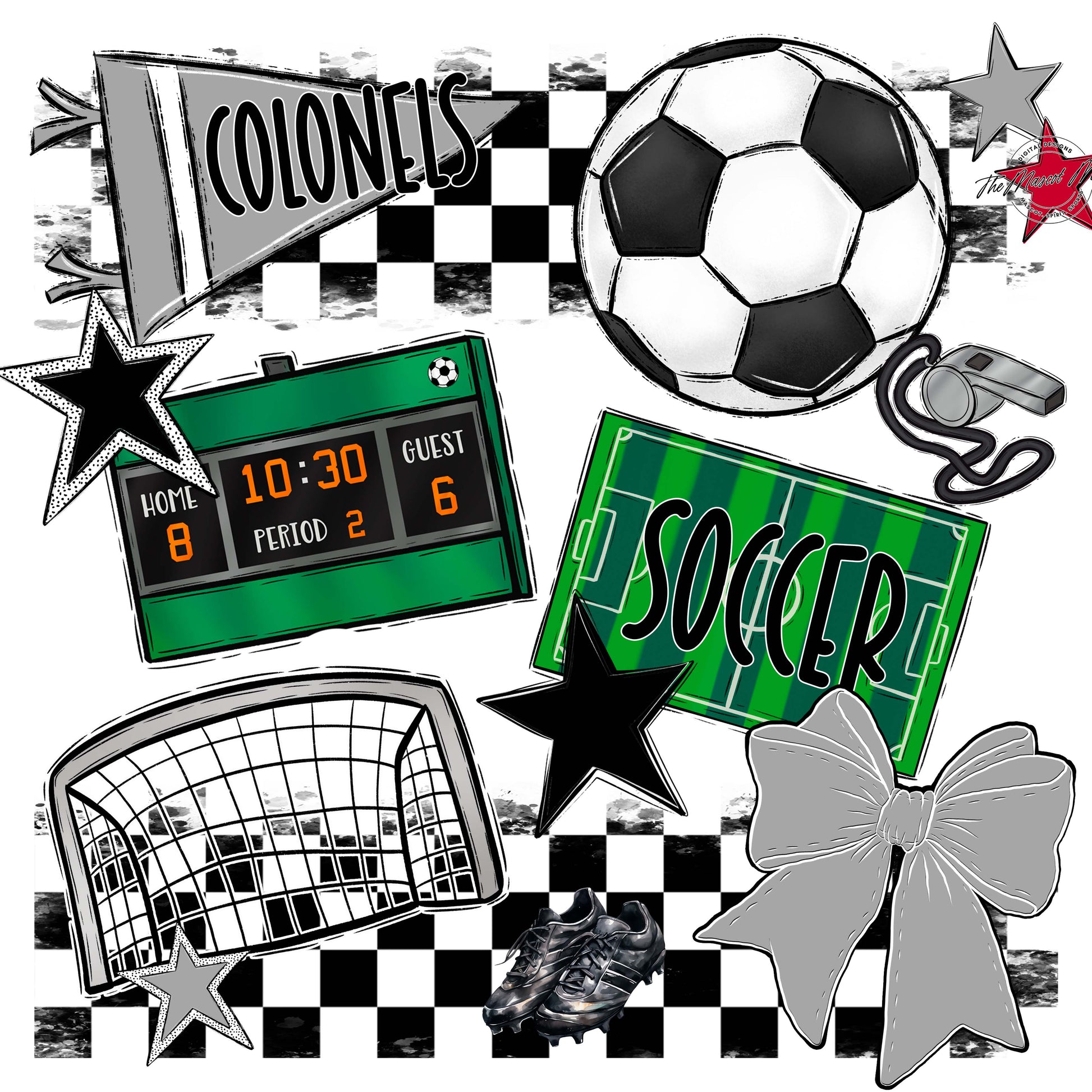 Colonels Soccer Checkers Design-Grey