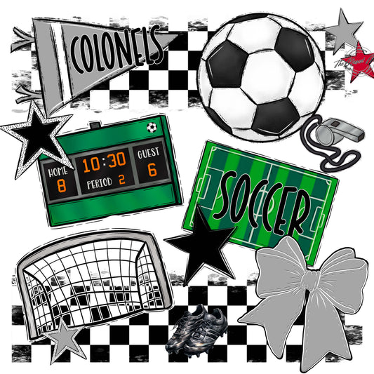 Colonels Soccer Checkers Design-Grey