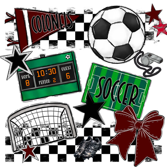 Colonels Soccer Checkers Design-Maroon