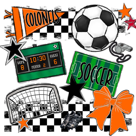 Colonels Soccer Checkers Design-Orange