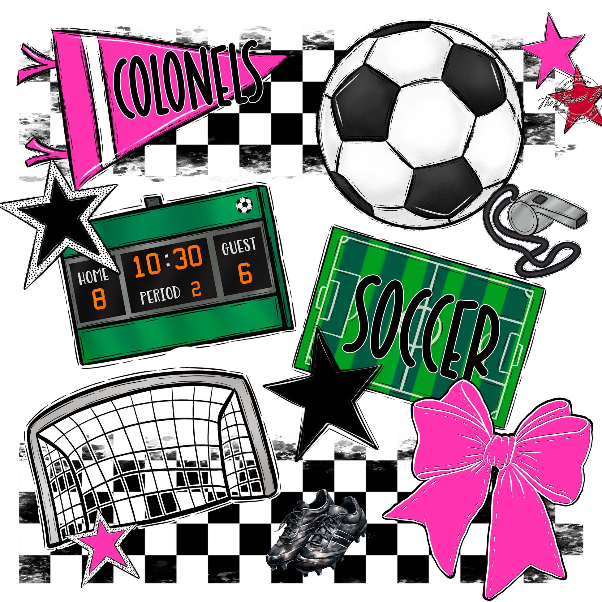 Colonels Soccer Checkers Design-Pink