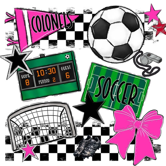 Colonels Soccer Checkers Design-Pink
