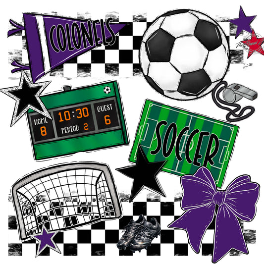 Colonels Soccer Checkers Design-Purple