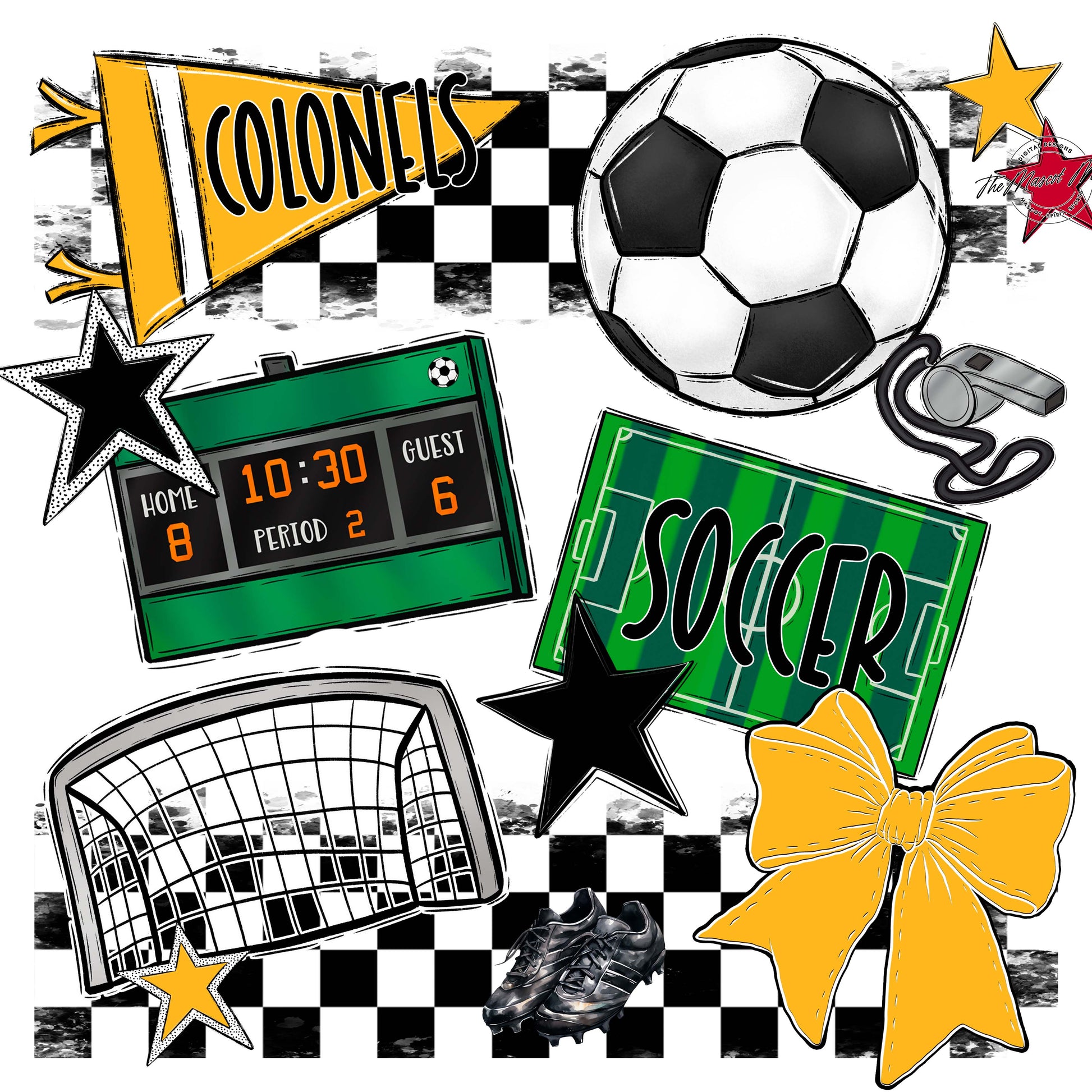 Colonels Soccer Checkers Design-Yellow