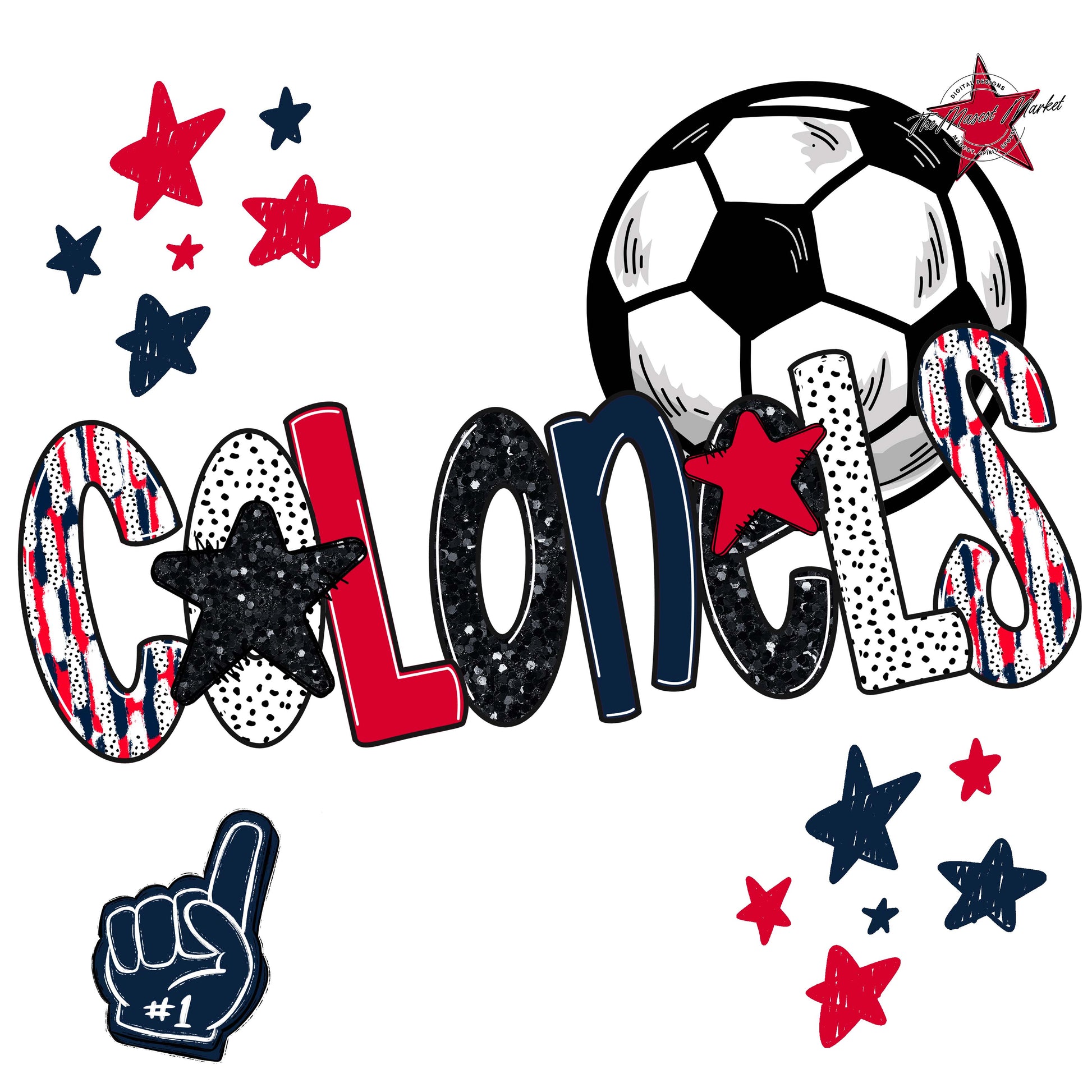 Colonels Soccer Scrape-Navy & Red
